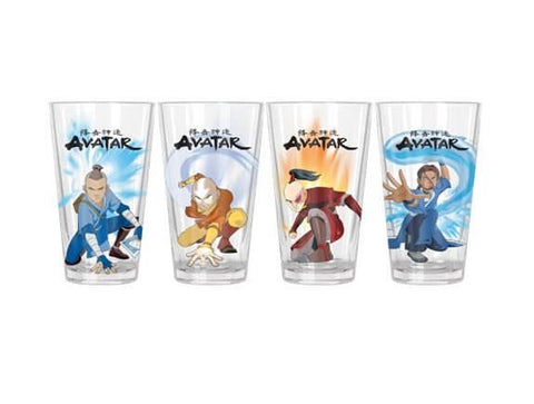 Avatar Character Poses Clear Pint Glass - Set of 4 - 16oz